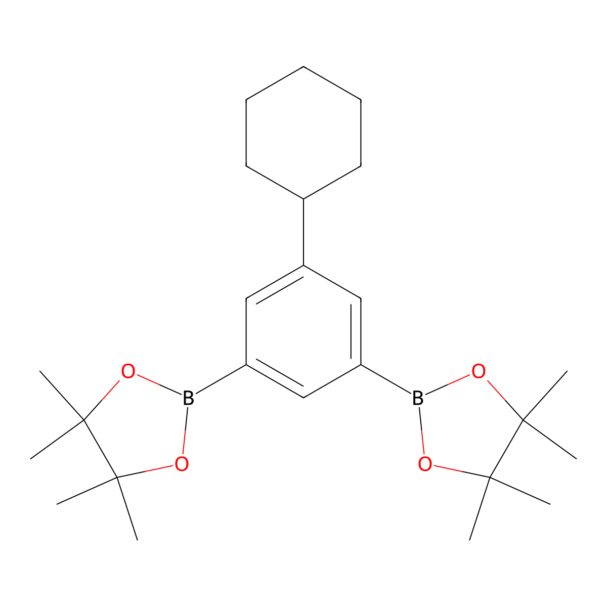 2,2'-(5-Cyclohexyl-1,3-phenylene)bis(4,4,5,5-tetramethyl-1,3,2-dioxaborolane) molecular structure, CAS 1256360-40-3