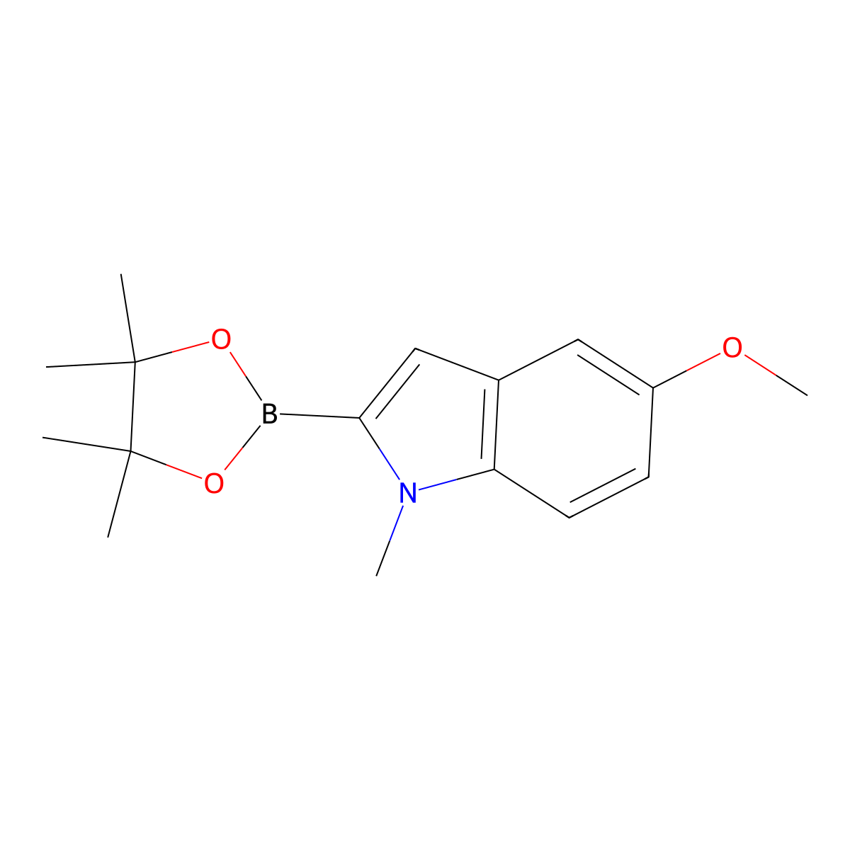 5-Methoxy-1-methyl-2-(4,4,5,5-tetramethyl-1,3,2-dioxaborolan-2-yl)-1H-indole molecular structure, CAS 1256360-41-4