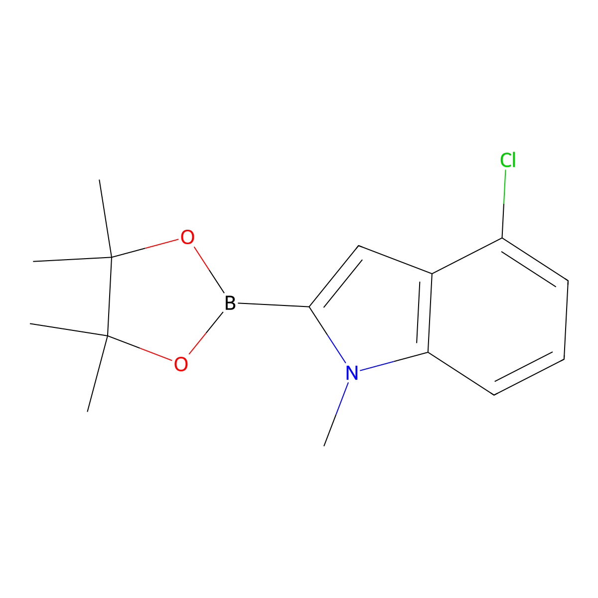 4-Chloro-1-methyl-2-(4,4,5,5-tetramethyl-1,3,2-dioxaborolan-2-YL)-1H-indole molecular structure, CAS 1256360-42-5
