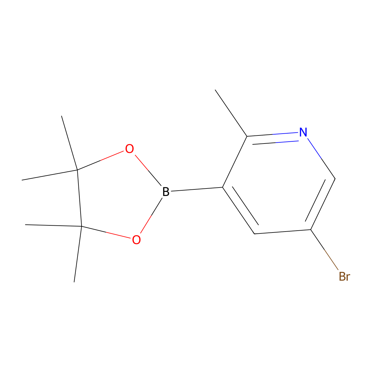 5-Bromo-2-methyl-3-(4,4,5,5-tetramethyl-1,3,2-dioxaborolan-2-yl)pyridine molecular structure, CAS 1256360-43-6