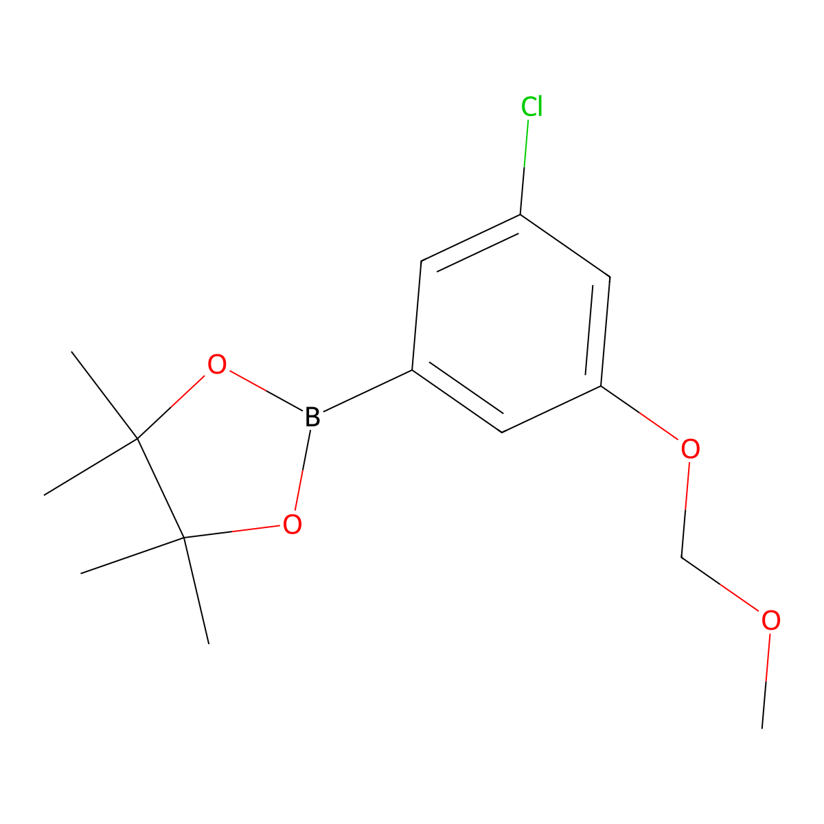 2-(3-Chloro-5-(methoxymethoxy)phenyl)-4,4,5,5-tetramethyl-1,3,2-dioxaborolane molecular structure, CAS 1256360-44-7