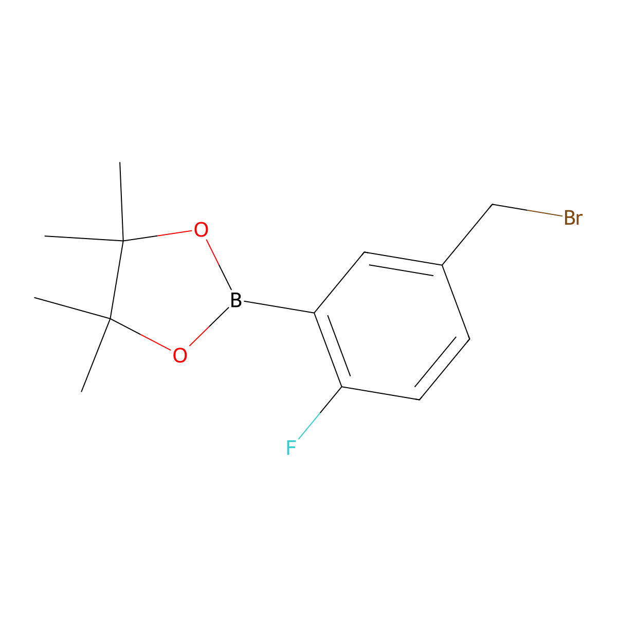 2-(5-(Bromomethyl)-2-fluorophenyl)-4,4,5,5-tetramethyl-1,3,2-dioxaborolane molecular structure, CAS 1256360-47-0