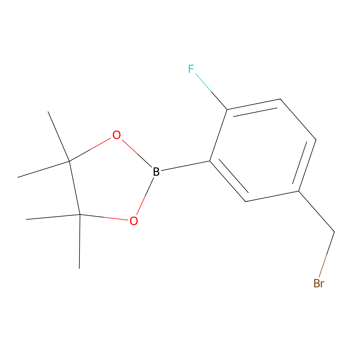 2-(5-(Bromomethyl)-2-fluorophenyl)-4,4,5,5-tetramethyl-1,3,2-dioxaborolane molecular structure, CAS 1256360-47-0