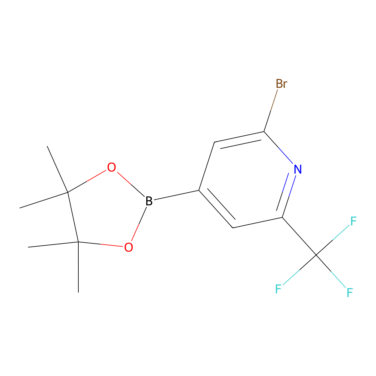 2-Bromo-4-(4,4,5,5-tetramethyl-1,3,2-dioxaborolan-2-yl)-6-(trifluoromethyl)pyridine molecular structure, CAS 1256360-49-2
