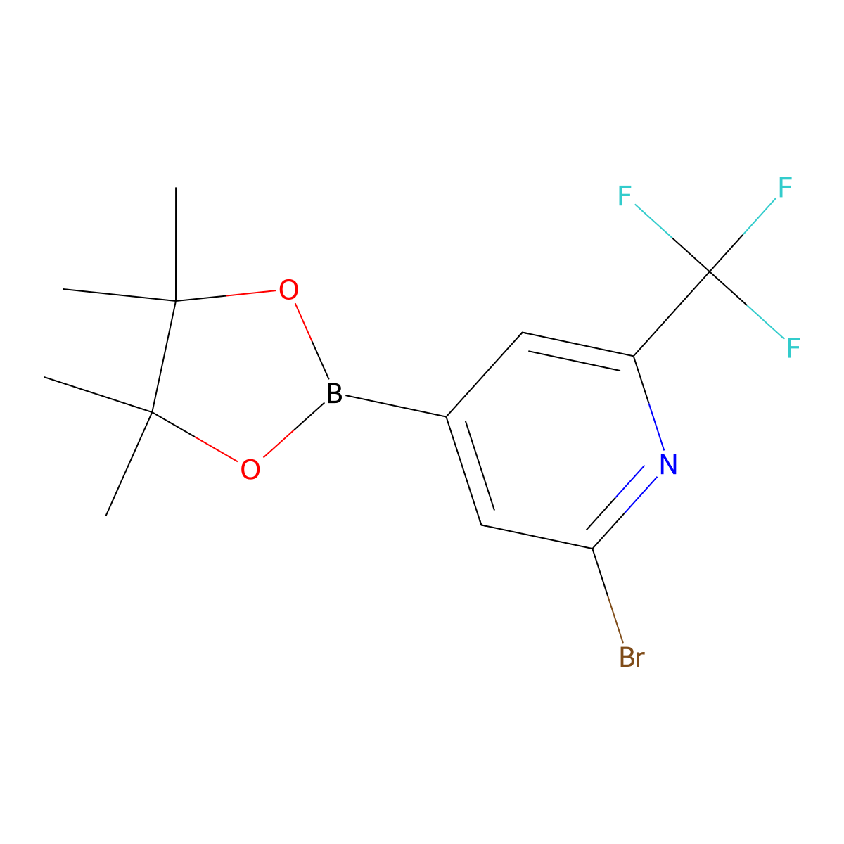 2-Bromo-4-(4,4,5,5-tetramethyl-1,3,2-dioxaborolan-2-yl)-6-(trifluoromethyl)pyridine molecular structure, CAS 1256360-49-2