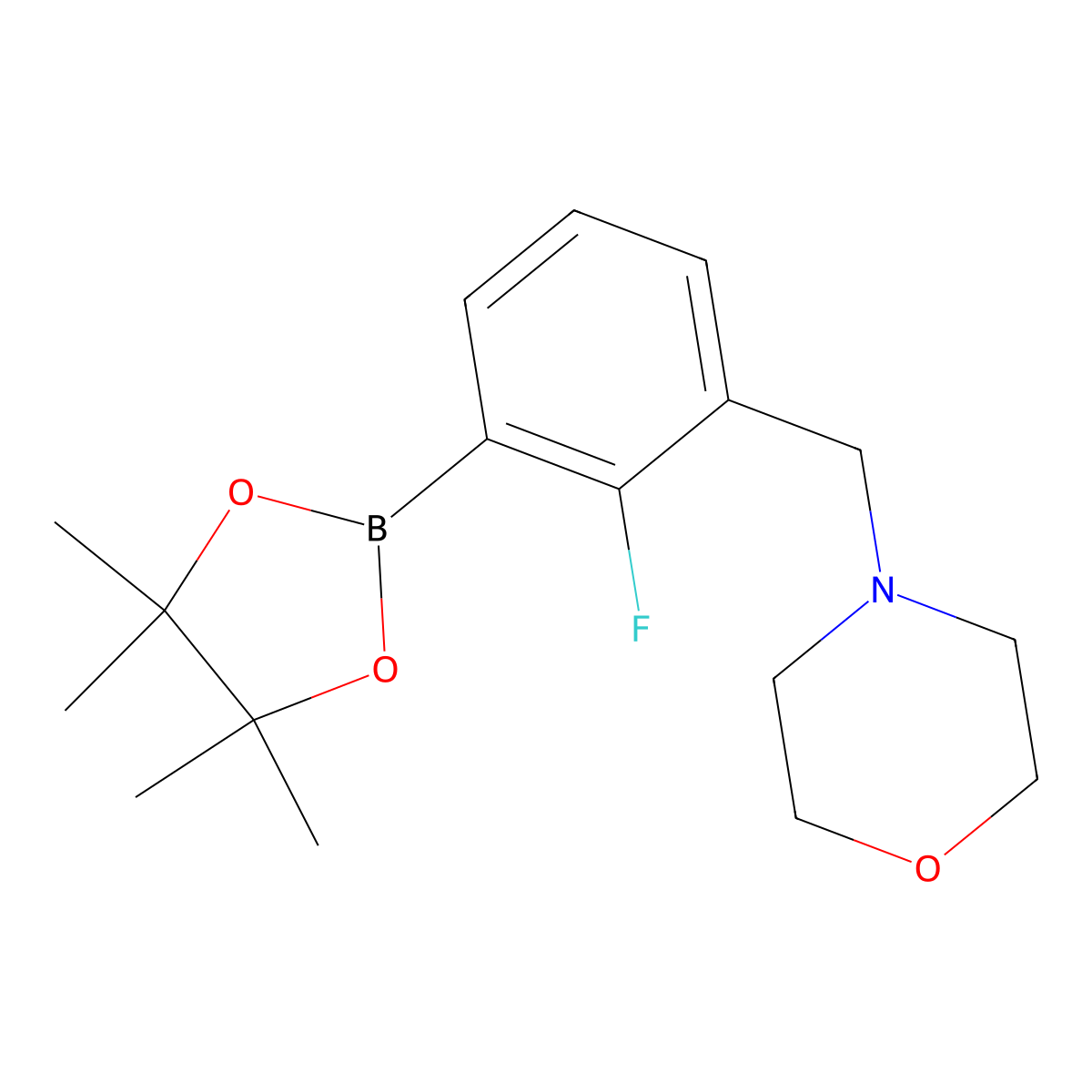 4-(2-Fluoro-3-(4,4,5,5-tetramethyl-1,3,2-dioxaborolan-2-yl)benzyl)morpholine molecular structure, CAS 1256360-51-6