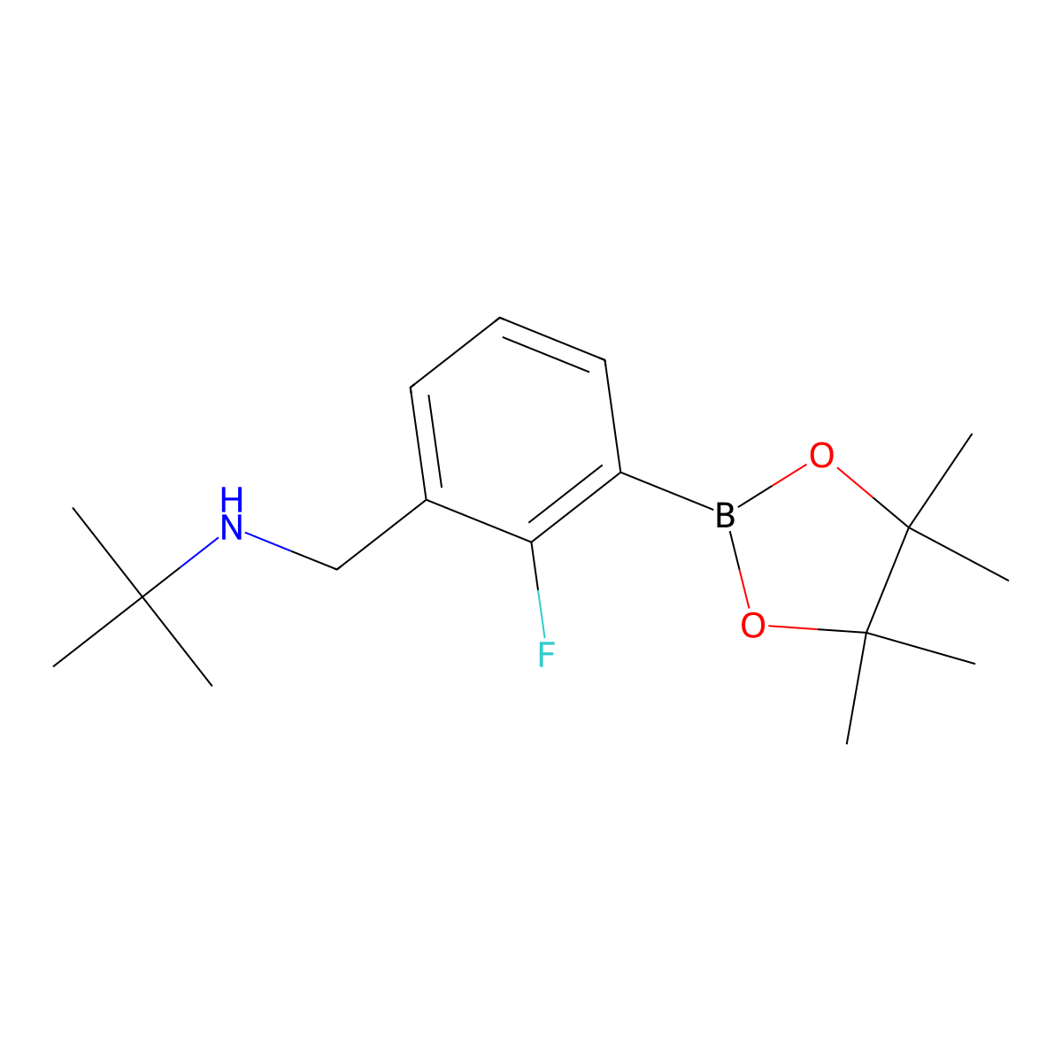 N-(2-Fluoro-3-(4,4,5,5-tetramethyl-1,3,2-dioxaborolan-2-yl)benzyl)-2-methylpropan-2-amine molecular structure, CAS 1256360-52-7