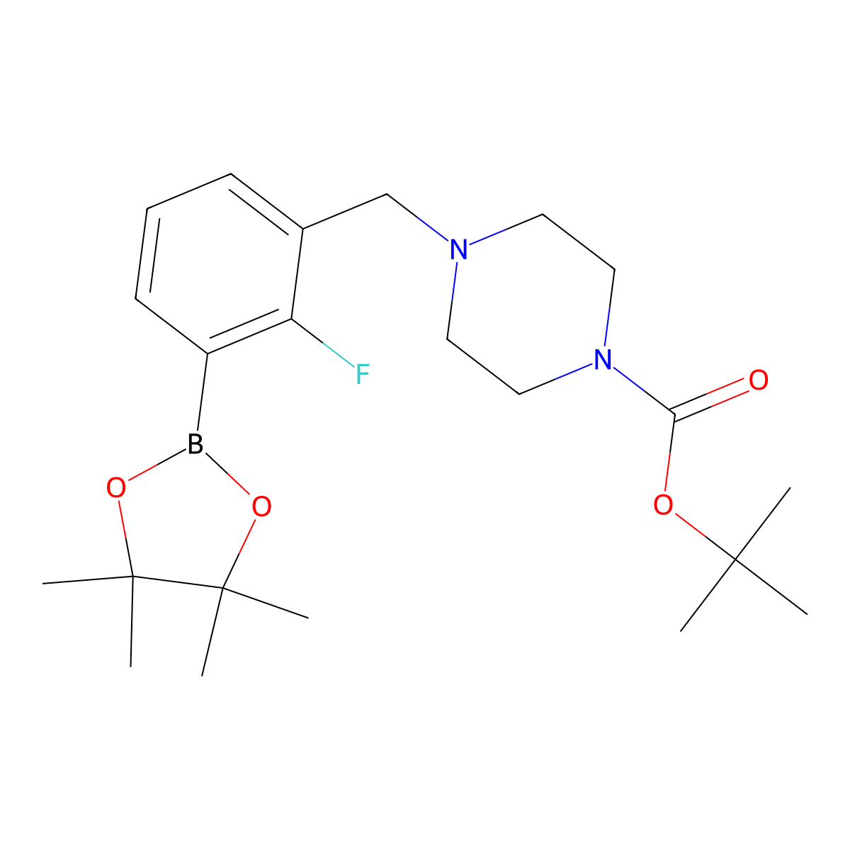 Tert-butyl 4-[[2-fluoro-3-(4,4,5,5-tetramethyl-1,3,2-dioxaborolan-2-yl)phenyl]methyl]piperazine-1-carboxylate molecular structure, CAS 1256360-53-8