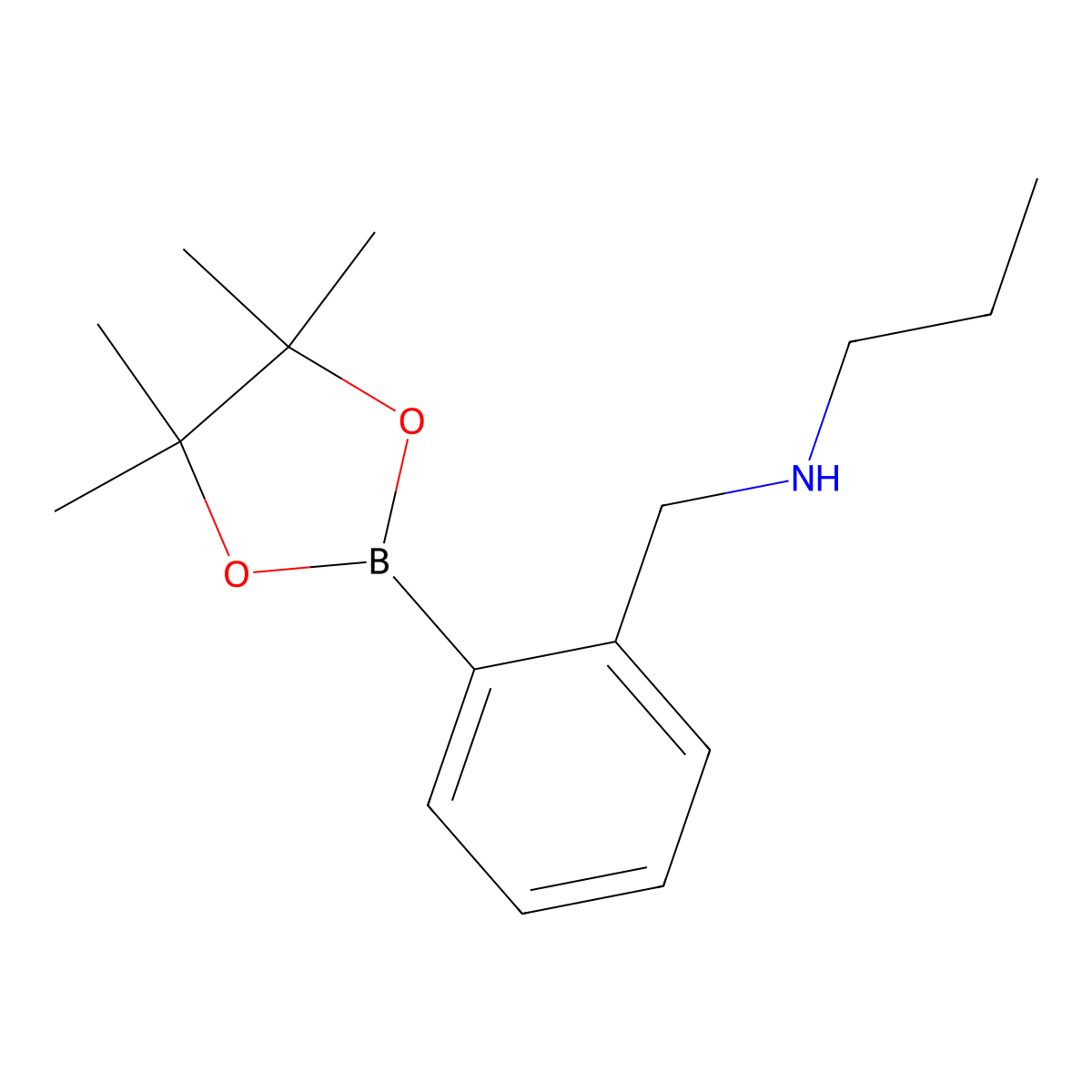 N-(2-(4,4,5,5-Tetramethyl-1,3,2-dioxaborolan-2-yl)benzyl)propan-1-amine molecular structure, CAS 1256360-56-1