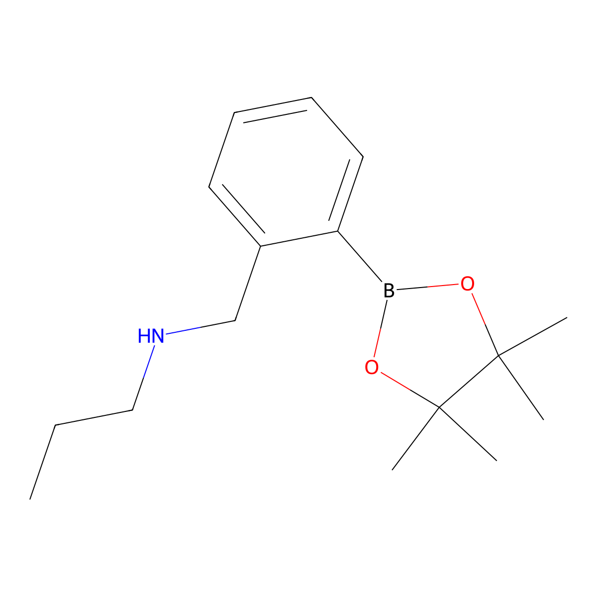 N-(2-(4,4,5,5-Tetramethyl-1,3,2-dioxaborolan-2-yl)benzyl)propan-1-amine molecular structure, CAS 1256360-56-1