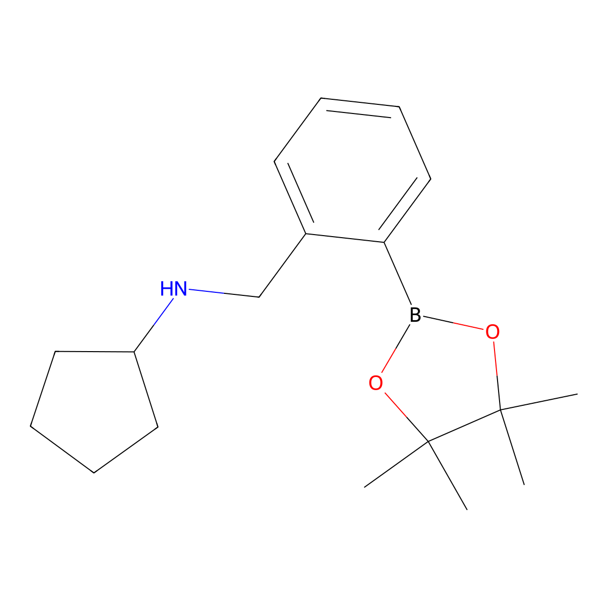 N-(2-(4,4,5,5-Tetramethyl-1,3,2-dioxaborolan-2-yl)benzyl)cyclopentanamine molecular structure, CAS 1256360-57-2