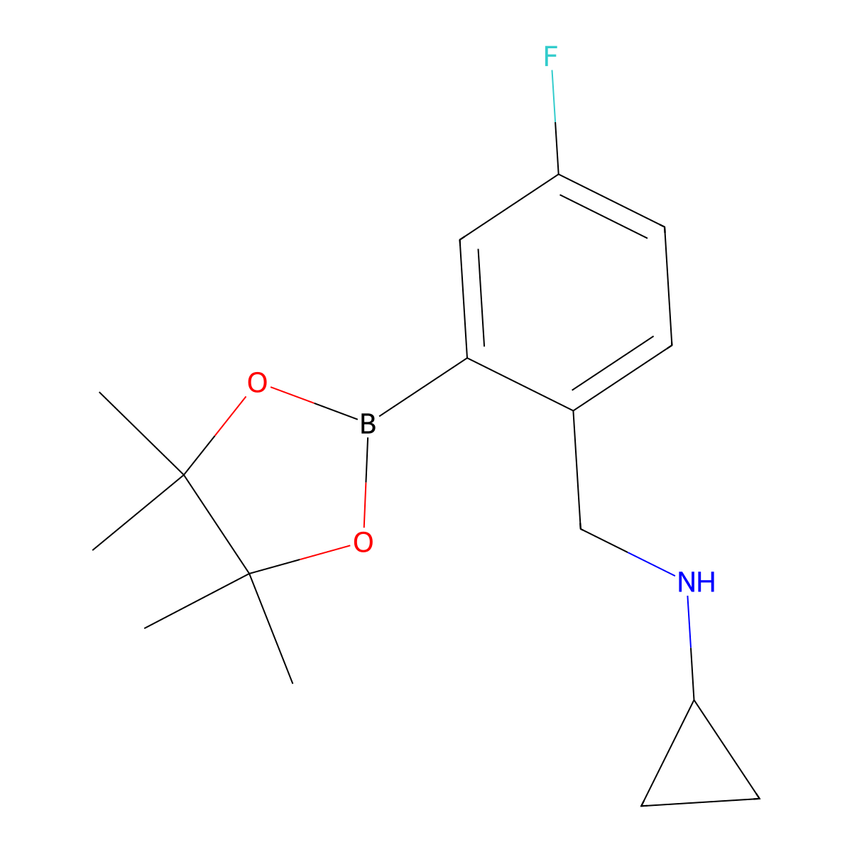 N-(4-Fluoro-2-(4,4,5,5-tetramethyl-1,3,2-dioxaborolan-2-yl)benzyl)cyclopropanamine molecular structure, CAS 1256360-58-3