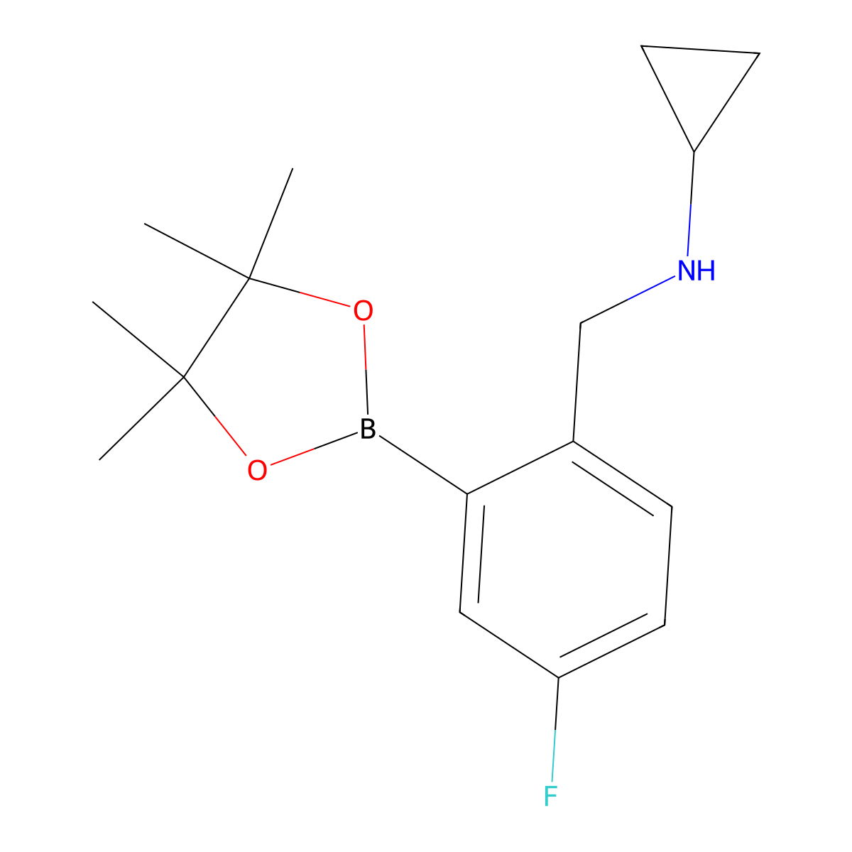 N-(4-Fluoro-2-(4,4,5,5-tetramethyl-1,3,2-dioxaborolan-2-yl)benzyl)cyclopropanamine molecular structure, CAS 1256360-58-3