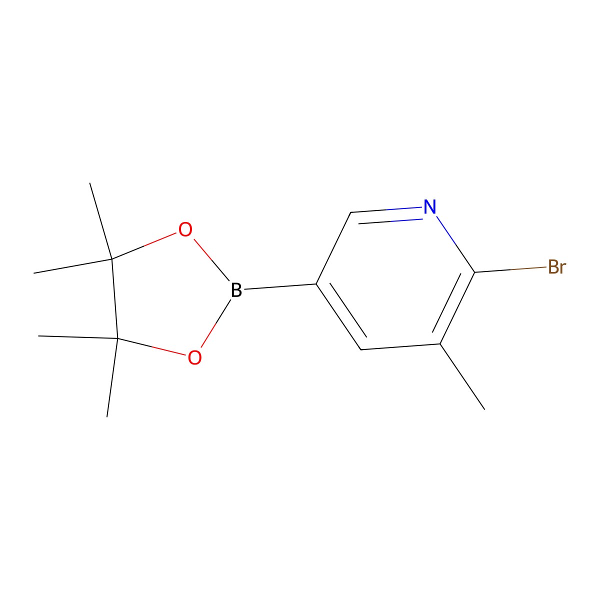 2-Bromo-3-methyl-5-(4,4,5,5-tetramethyl-1,3,2-dioxaborolan-2-yl)pyridine molecular structure, CAS 1256360-64-1