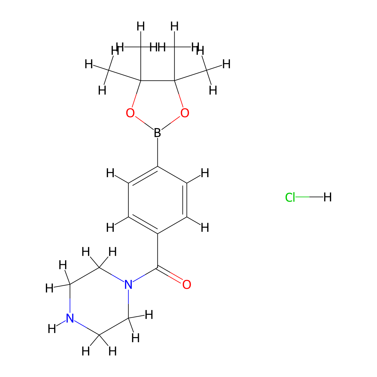 Piperazin-1-yl(4-(4,4,5,5-tetramethyl-1,3,2-dioxaborolan-2-yl)phenyl)methanone hydrochloride molecular structure, CAS 1256360-65-2