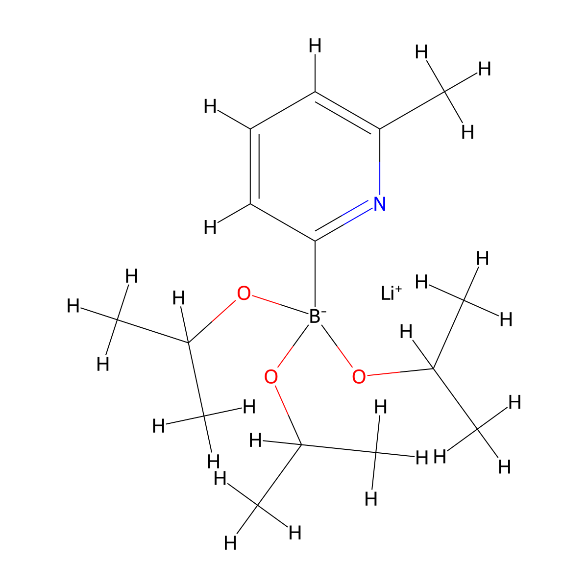Lithium triisopropyl 2-(6-methylpyridyl)borate molecular structure, CAS 1256364-24-5