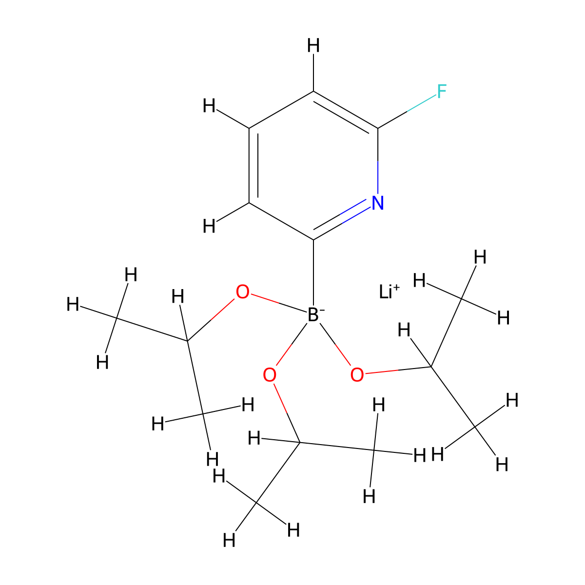 Lithium triisopropyl 2-(6-fluoropyridyl)borate molecular structure, CAS 1256364-28-9