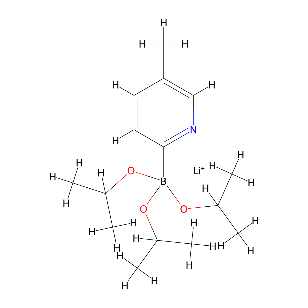 Lithium triisopropyl 2-(5-methylpyridyl)borate molecular structure, CAS 1256364-31-4