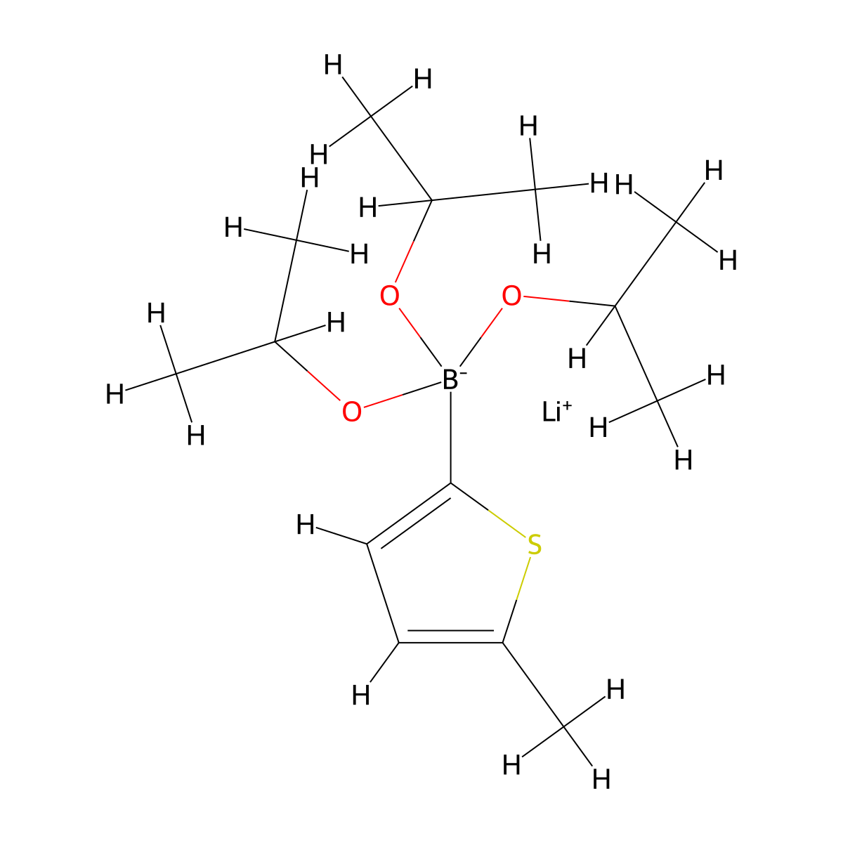 Lithium triisopropyl 2-thiophenylborate molecular structure, CAS 1256364-33-6