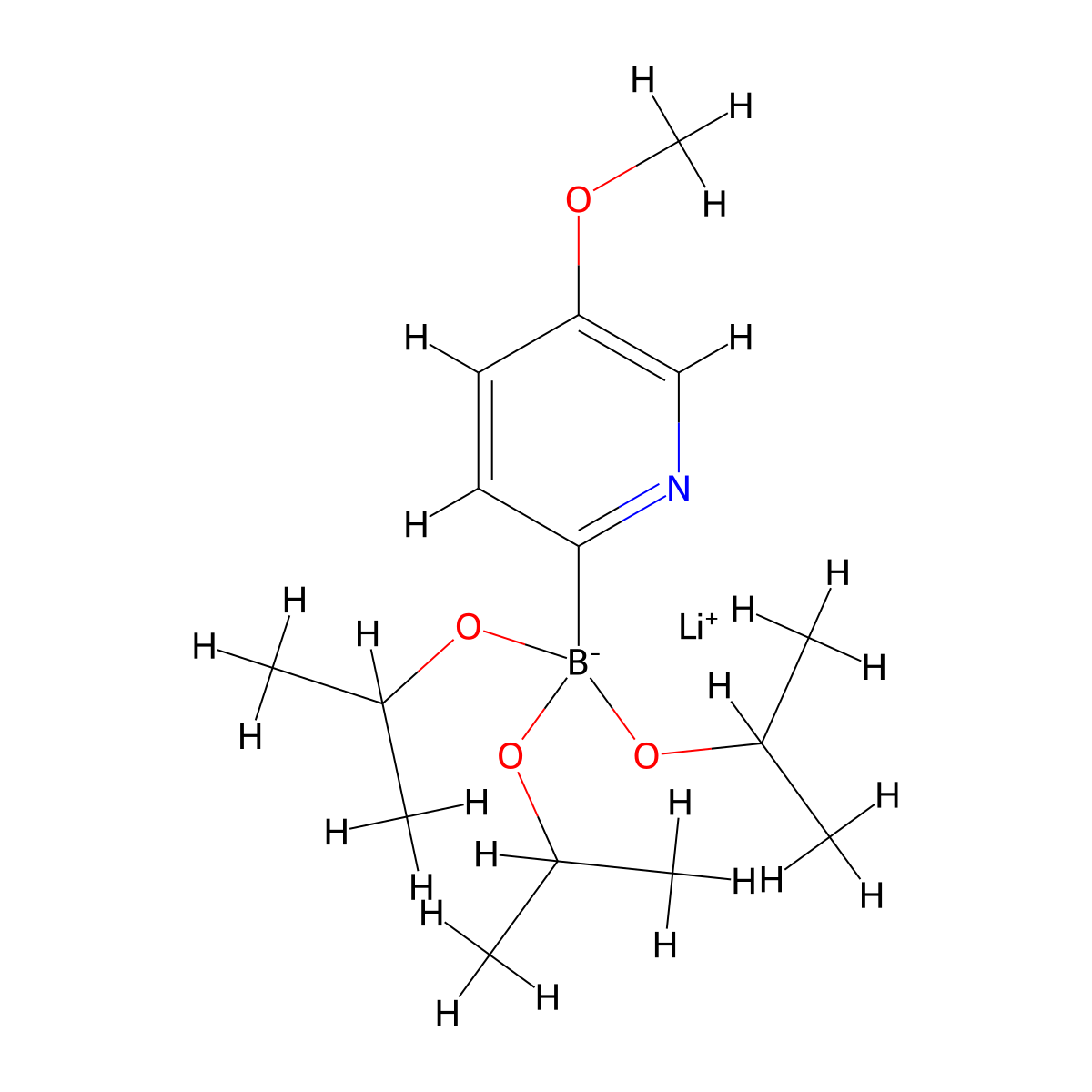 Lithium triisopropyl 2-(5-methoxypyridyl)borate molecular structure, CAS 1256364-38-1