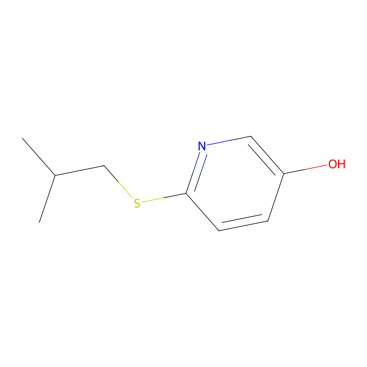 3-Pyridinol, 6-[(2-methylpropyl)thio]- molecular structure, CAS 1256370-52-1