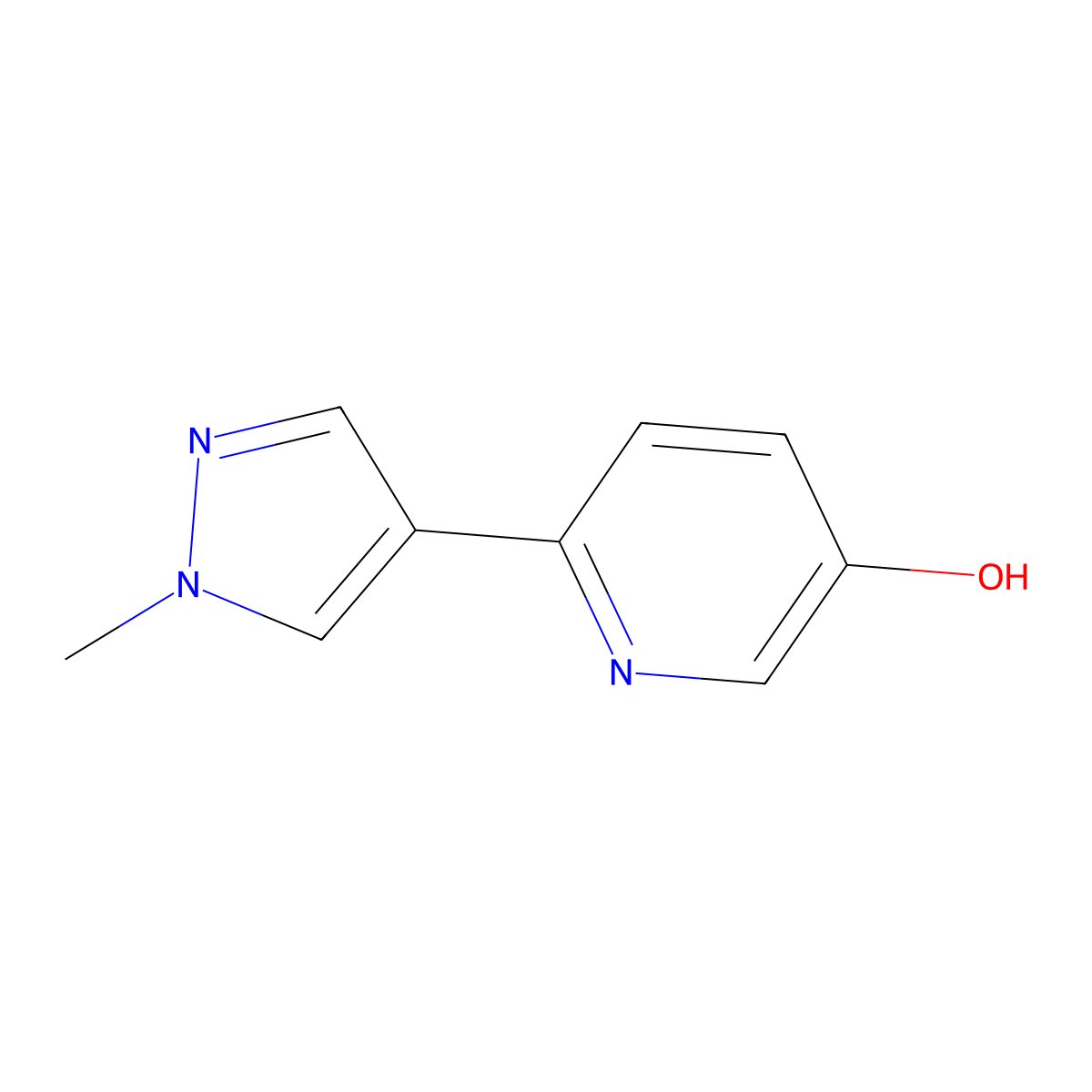 6-(1-methyl-1H-pyrazol-4-yl)pyridin-3-ol molecular structure, CAS 1256371-63-7
