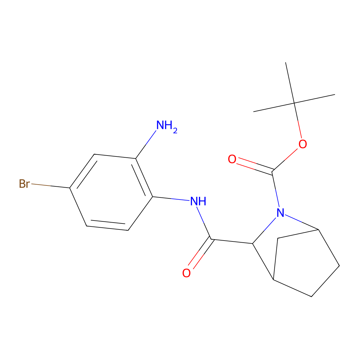 (1R,3S,4S)-tert-butyl 3-((2-amino-4-bromophenyl)carbamoyl)-2-azabicyclo[2.2.1]heptane-2-carboxylate molecular structure, CAS 1256387-73-1