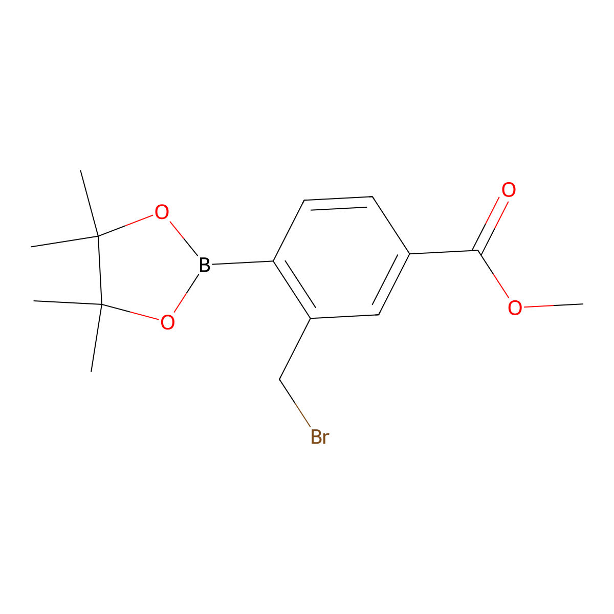 Methyl 3-(bromomethyl)-4-(4,4,5,5-tetramethyl-1,3,2-dioxaborolan-2-yl)benzoate molecular structure, CAS 1256388-92-7