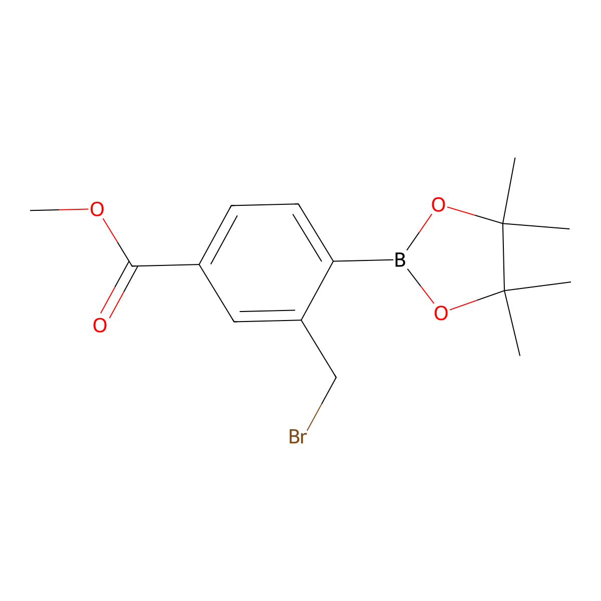 Methyl 3-(bromomethyl)-4-(4,4,5,5-tetramethyl-1,3,2-dioxaborolan-2-yl)benzoate molecular structure, CAS 1256388-92-7