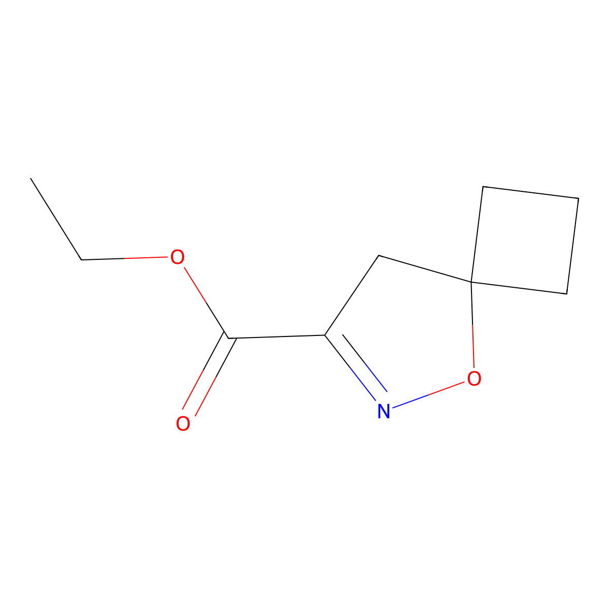 Ethyl 5-oxa-6-azaspiro[3.4]oct-6-ene-7-carboxylate molecular structure, CAS 1256391-70-4
