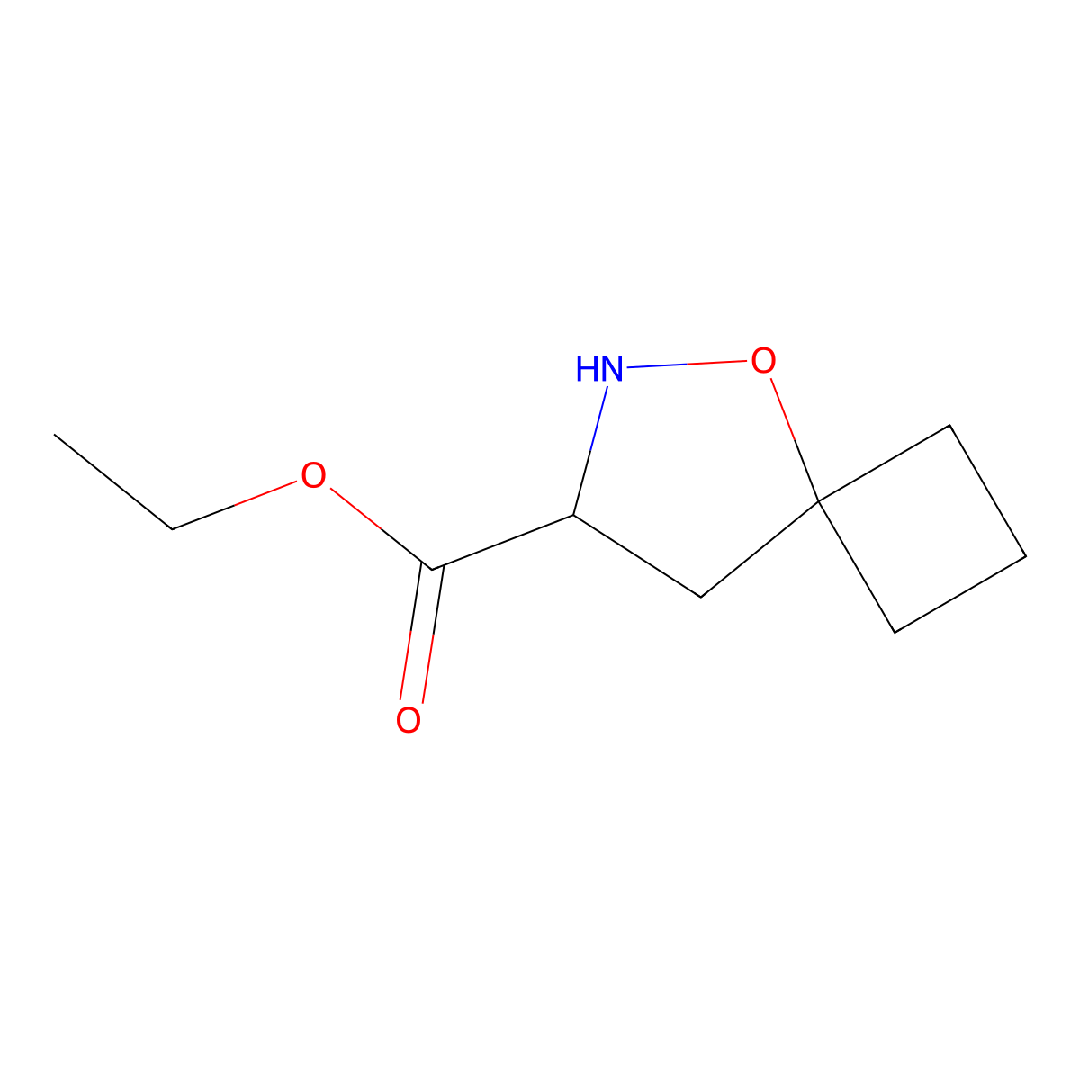 Ethyl 5-oxa-6-azaspiro[3.4]octane-7-carboxylate molecular structure, CAS 1256391-71-5
