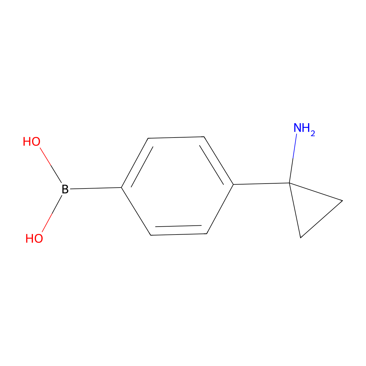 (4-(1-Aminocyclopropyl)phenyl)boronic acid molecular structure, CAS 1256444-70-8
