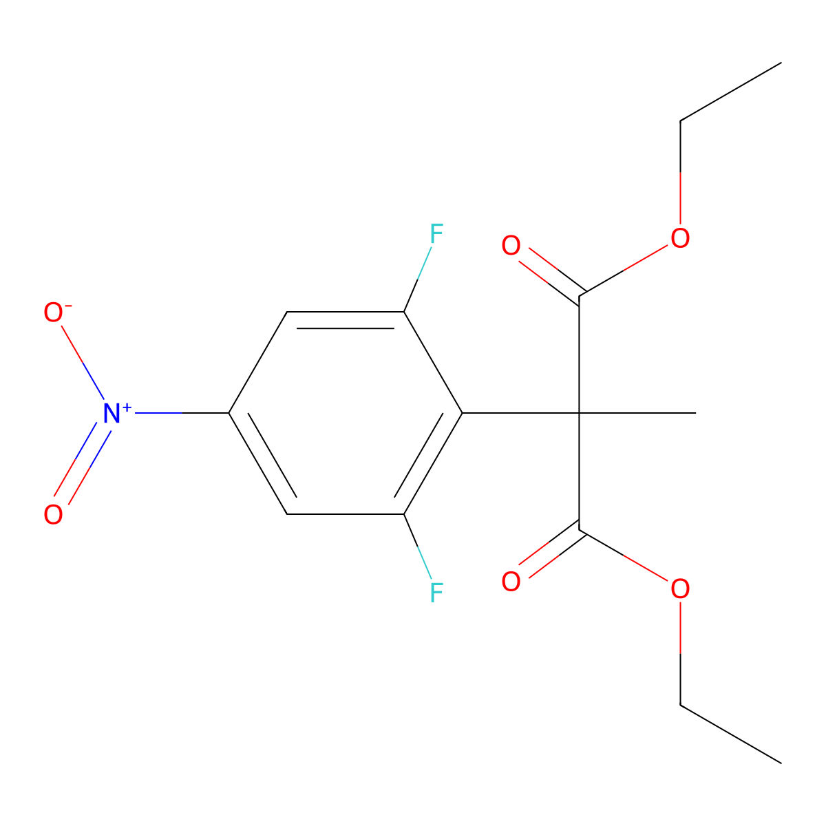Diethyl 2-(2,6-difluoro-4-nitrophenyl)-2-methylmalonate molecular structure, CAS 1256455-23-8