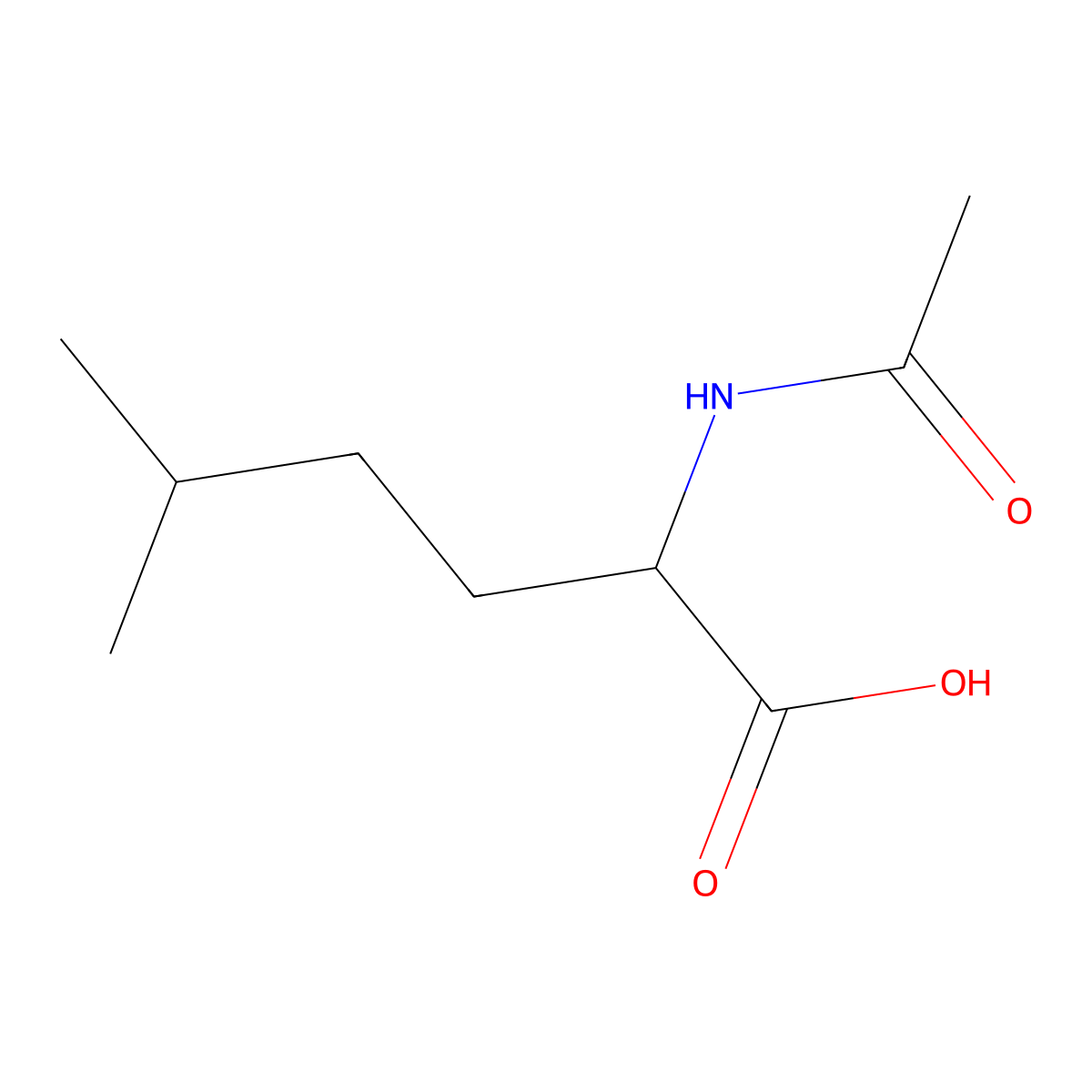 (S)-2-Acetamido-5-methylhexanoic acid molecular structure, CAS 1256456-55-9