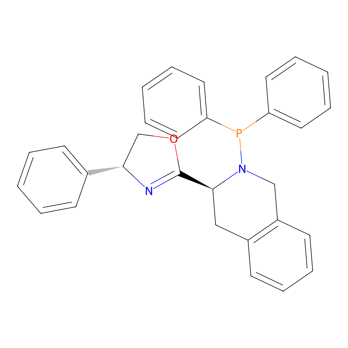 (R)-2-((S)-2-(Diphenylphosphanyl)-1,2,3,4-tetrahydroisoquinolin-3-yl)-4-phenyl-4,5-dihydrooxazole molecular structure, CAS 1256456-78-6