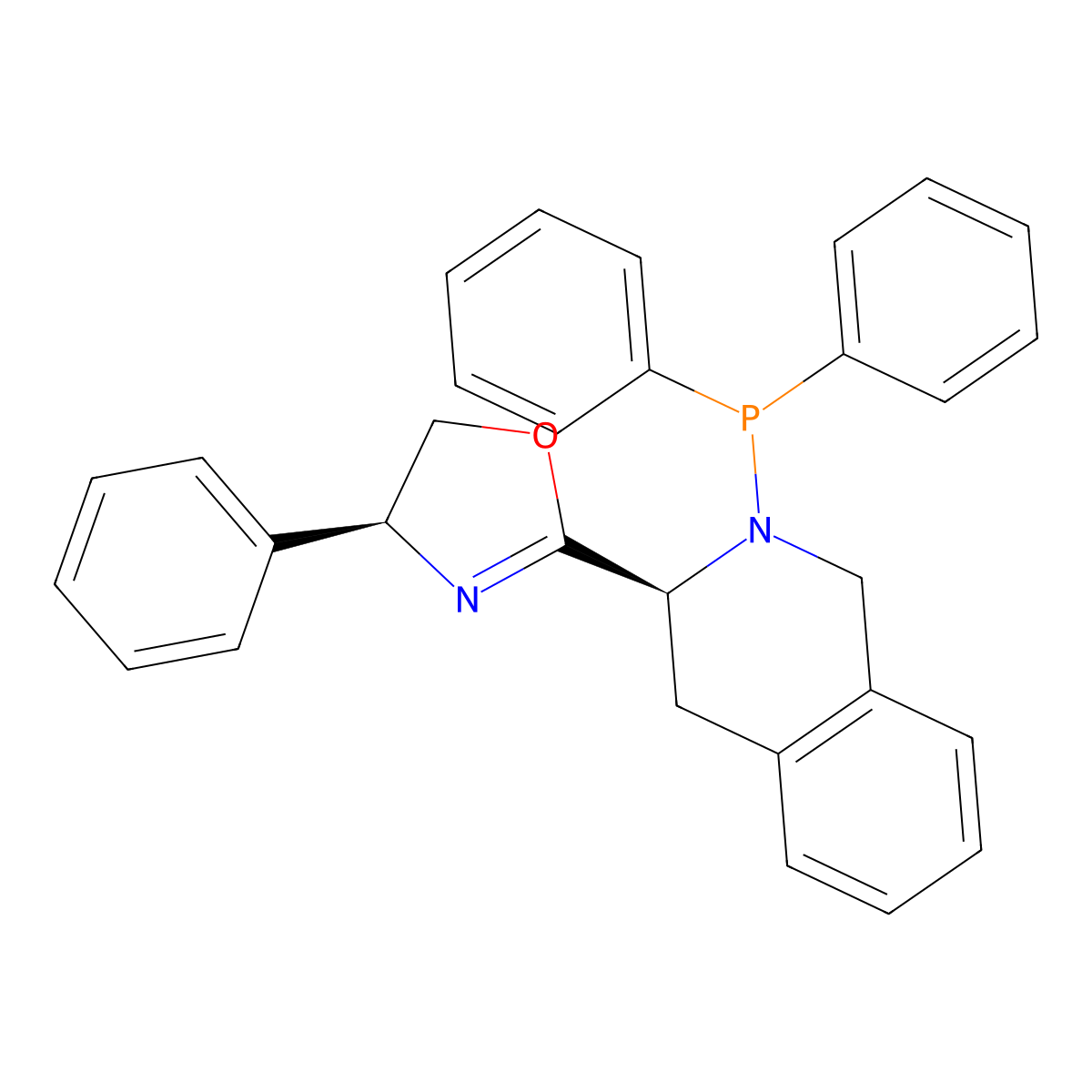 (S)-2-((S)-2-(Diphenylphosphanyl)-1,2,3,4-tetrahydroisoquinolin-3-yl)-4-phenyl-4,5-dihydrooxazole molecular structure, CAS 1256456-79-7