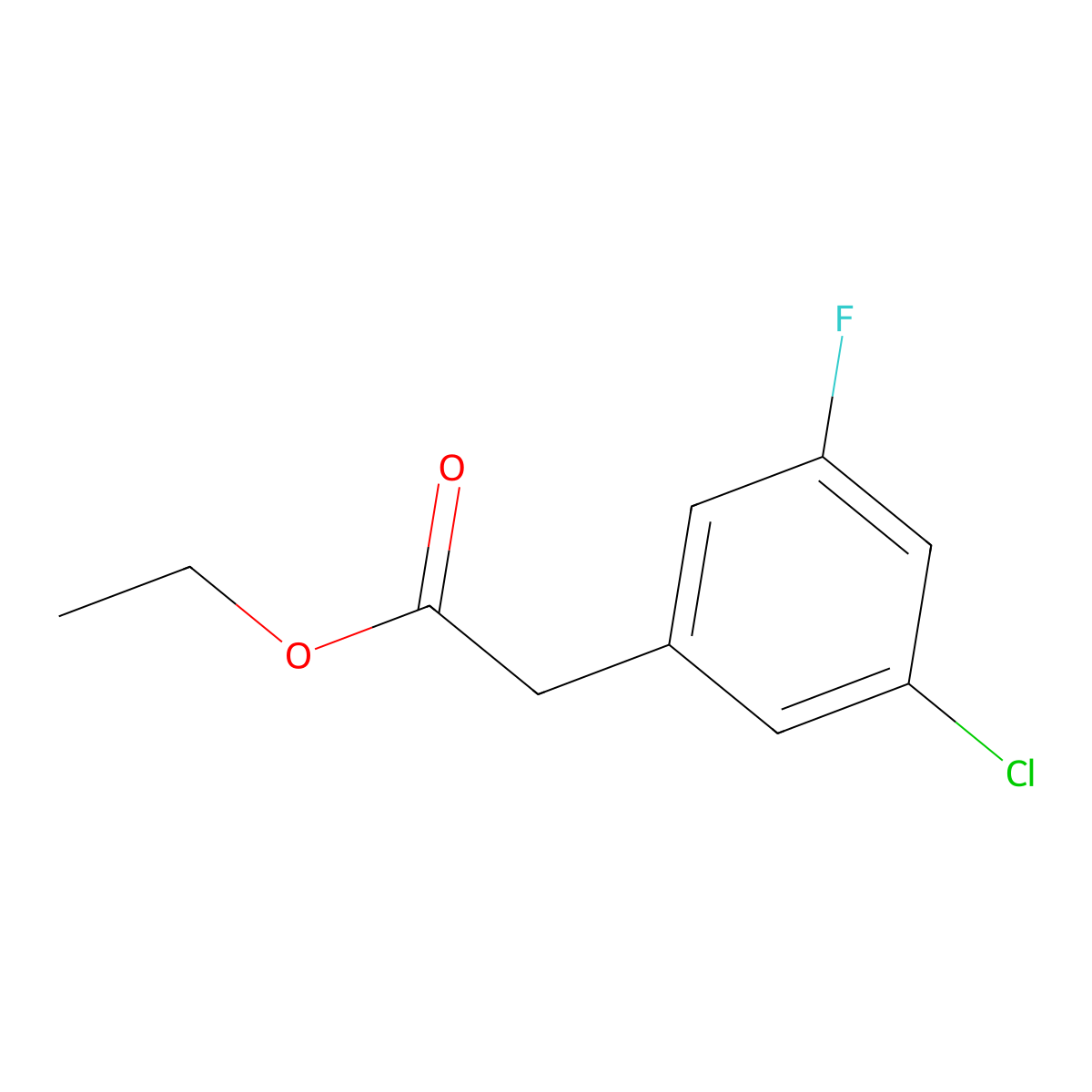Ethyl 2-(3-chloro-5-fluorophenyl)acetate molecular structure, CAS 1256469-91-6