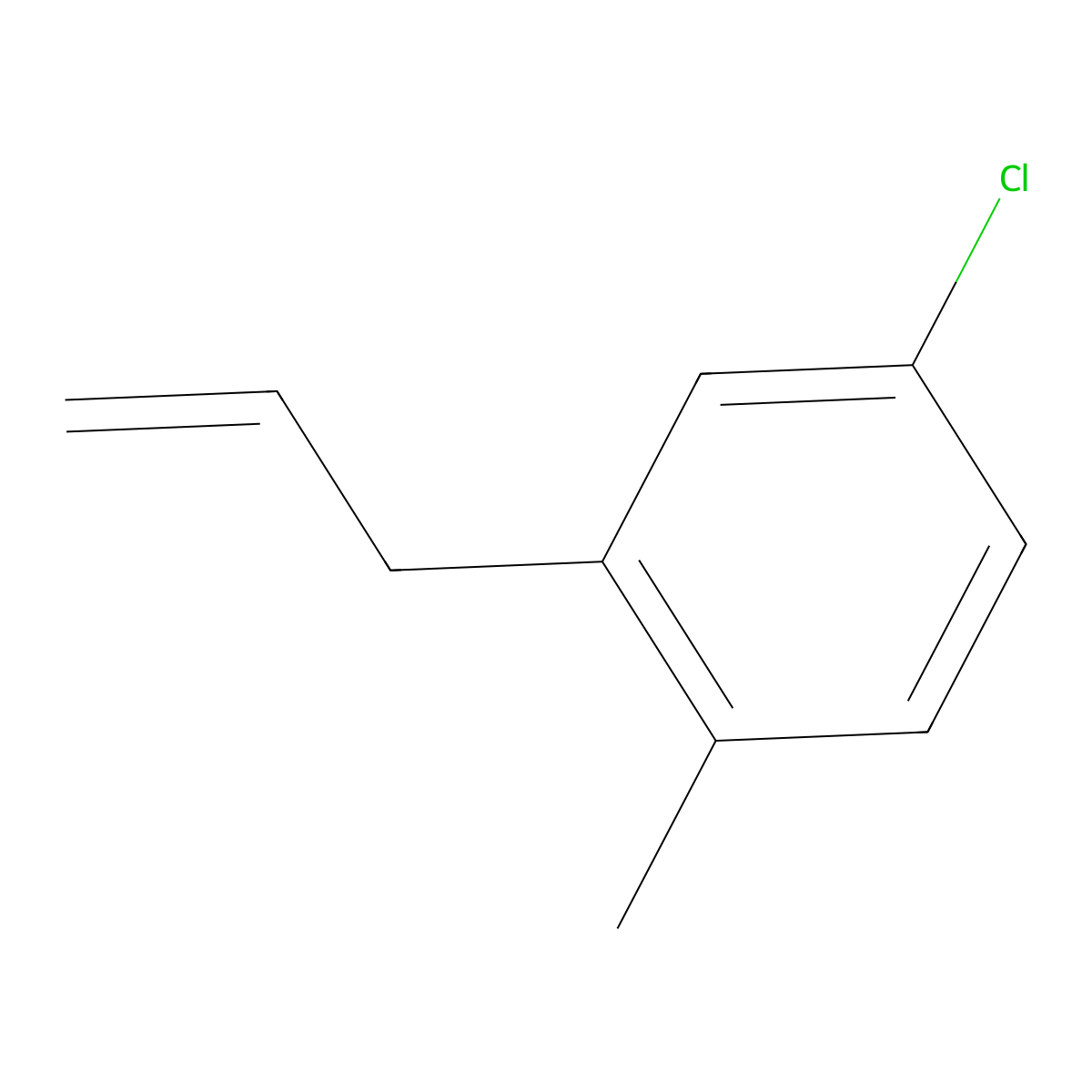3-(3-Chloro-6-methylphenyl)-1-propene molecular structure, CAS 1256470-60-6