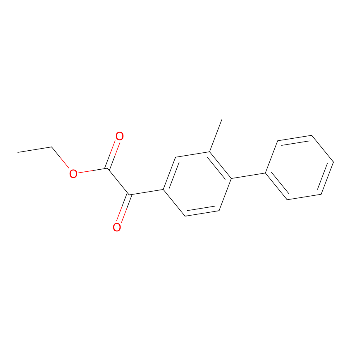 Ethyl (2-methyl[1,1'-biphenyl]-4-yl)(oxo)acetate molecular structure, CAS 1256479-77-2