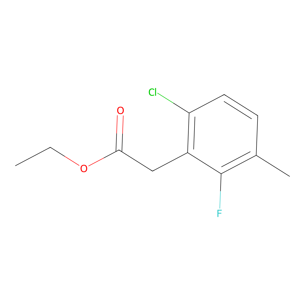 Ethyl 6-chloro-2-fluoro-3-methylphenylacetate molecular structure, CAS 1256479-80-7