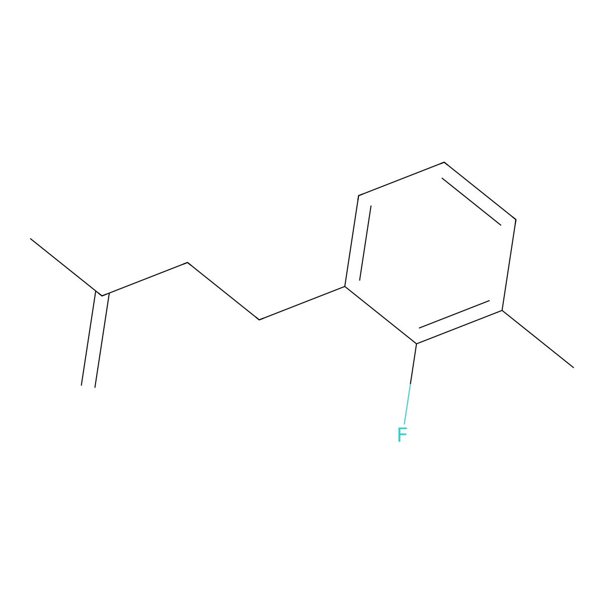 2-Fluoro-1-methyl-3-(3-methylbut-3-en-1-yl)benzene molecular structure, CAS 1256481-06-7