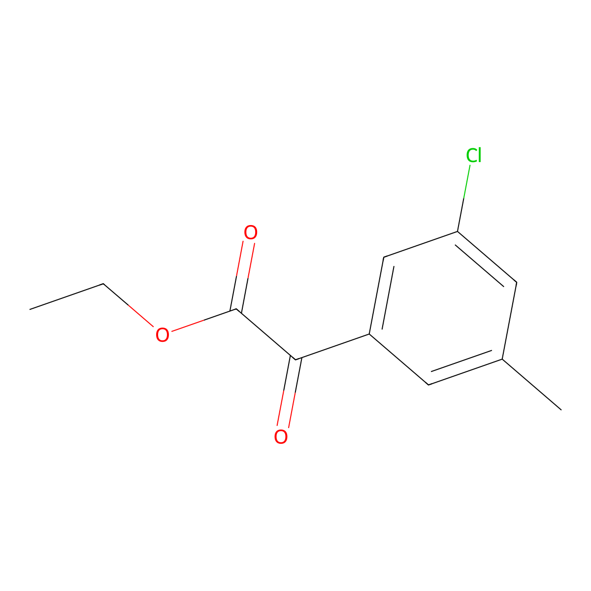 Ethyl 2-(3-chloro-5-methylphenyl)-2-oxoacetate molecular structure, CAS 1256481-74-9