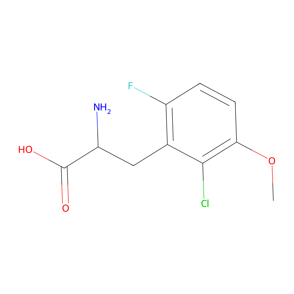 2-Amino-3-(2-chloro-6-fluoro-3-methoxyphenyl)propanoic acid molecular structure, CAS 1256482-61-7