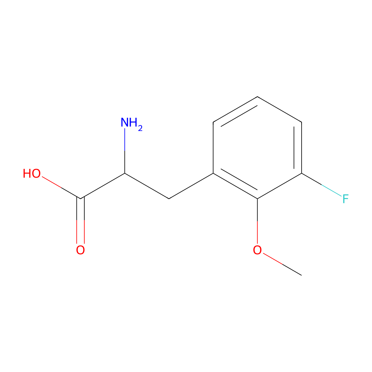 2-Amino-3-(3-fluoro-2-methoxyphenyl)propanoic acid molecular structure, CAS 1256482-65-1