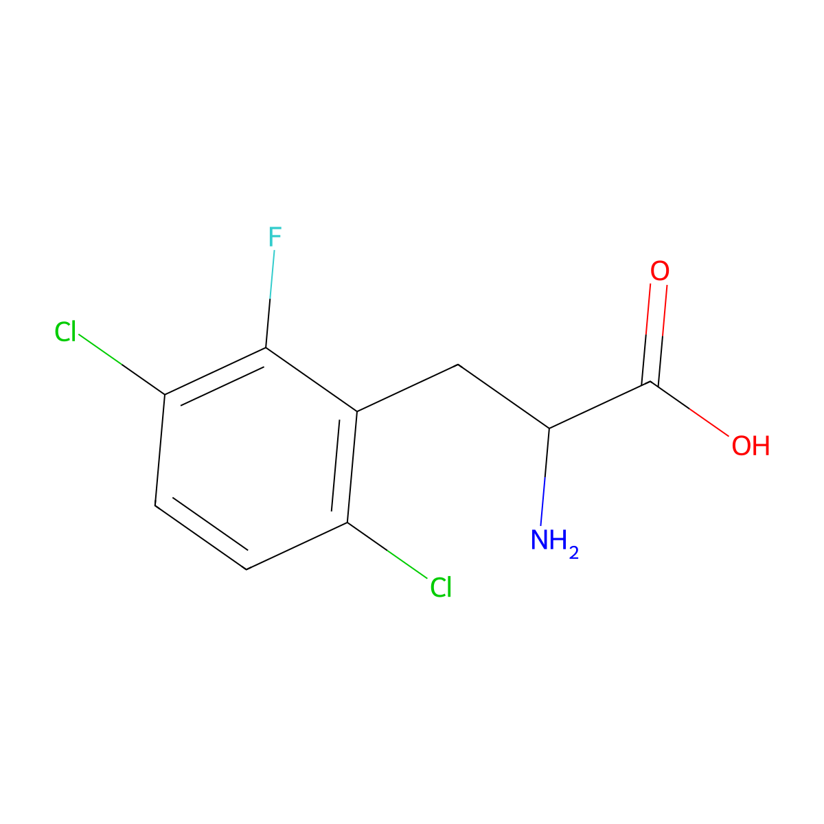 2-Amino-3-(3,6-dichloro-2-fluorophenyl)propanoic acid molecular structure, CAS 1256482-67-3