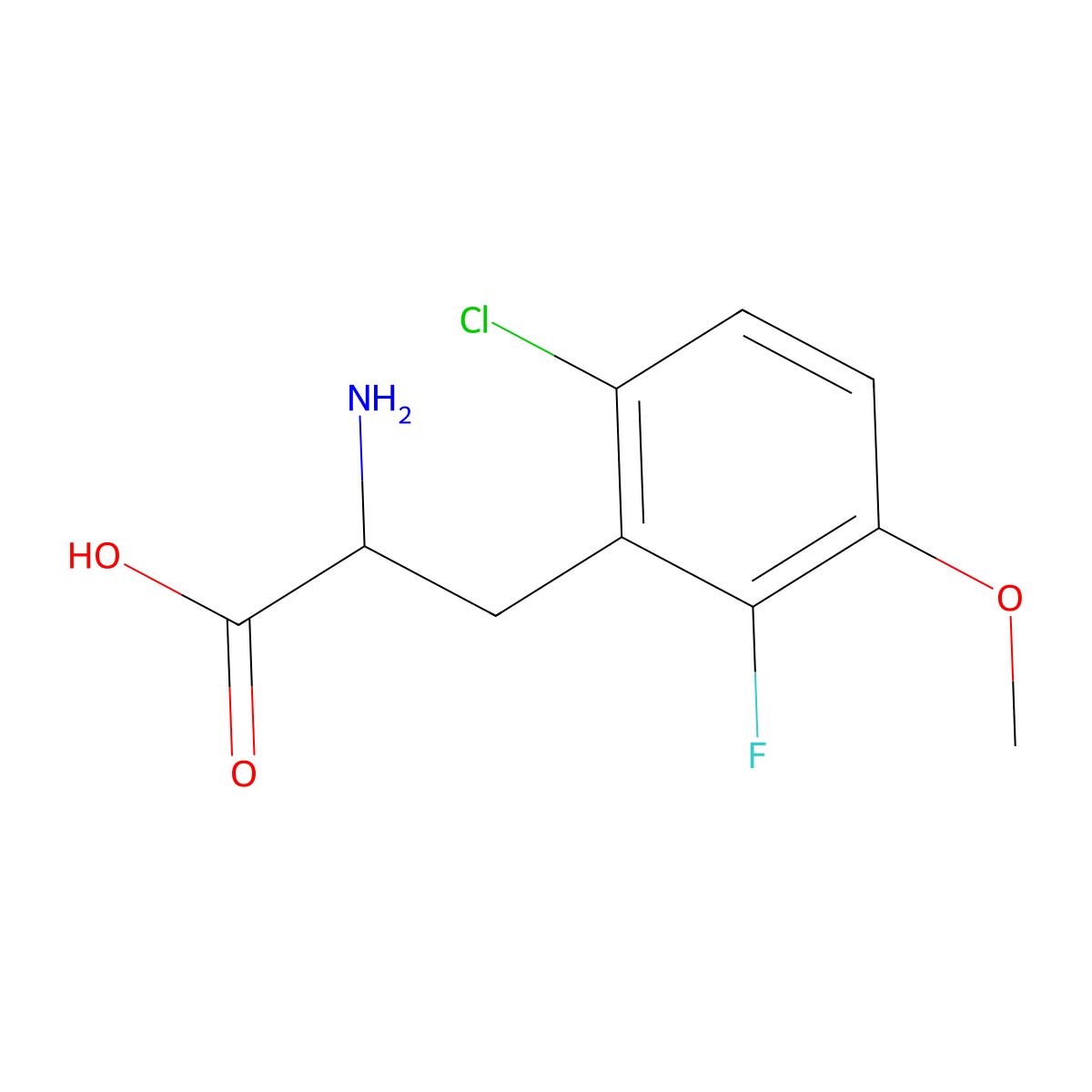 2-Amino-3-(6-chloro-2-fluoro-3-methoxyphenyl)propanoic acid molecular structure, CAS 1256482-68-4