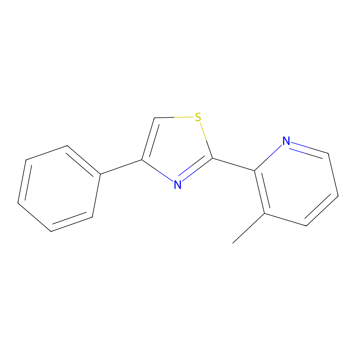 2-(3-Methyl-2-pyridyl)-4-phenylthiazole molecular structure, CAS 1256482-99-1