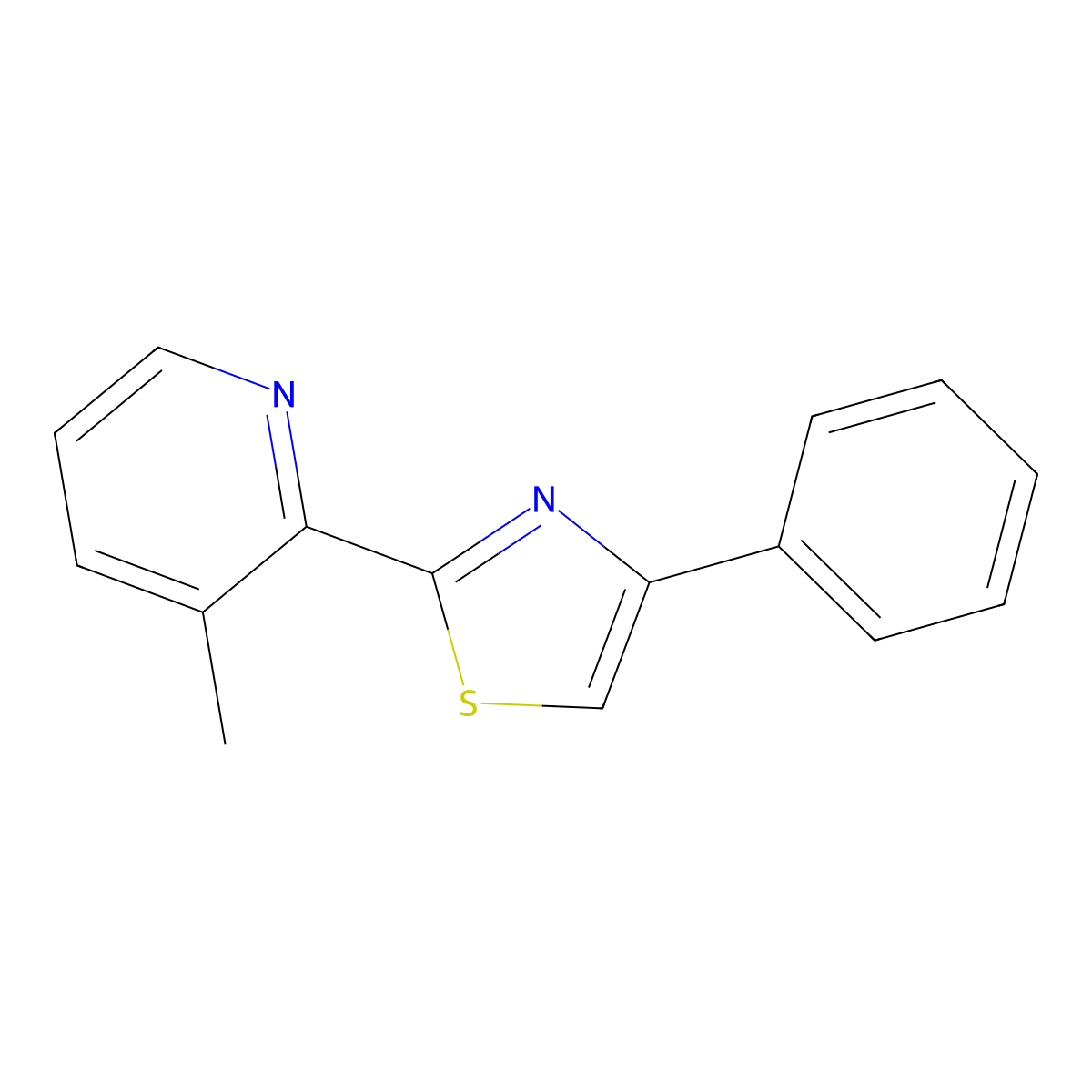 2-(3-Methyl-2-pyridyl)-4-phenylthiazole molecular structure, CAS 1256482-99-1