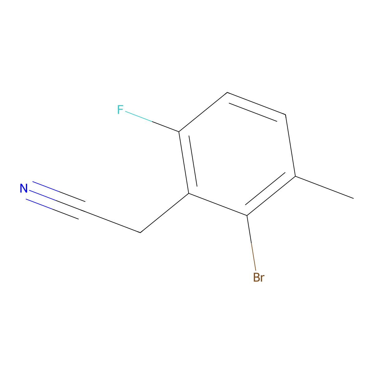 2-Bromo-6-fluoro-3-methylphenylacetonitrile molecular structure, CAS 1256483-11-0
