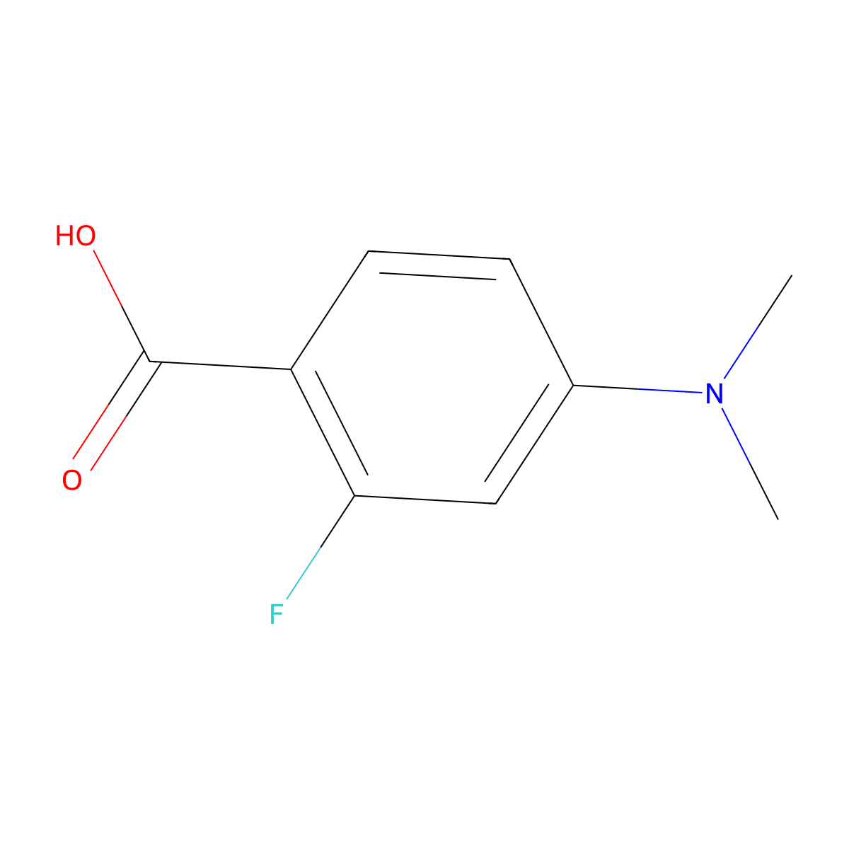 4-(Dimethylamino)-2-fluorobenzoic acid molecular structure, CAS 1256502-68-7